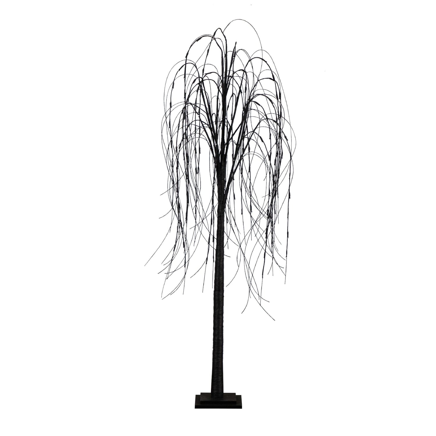 6’ Pre-Lit Halloween Black Willow Artificial Tree with 160 Orange & Purple LED Lights