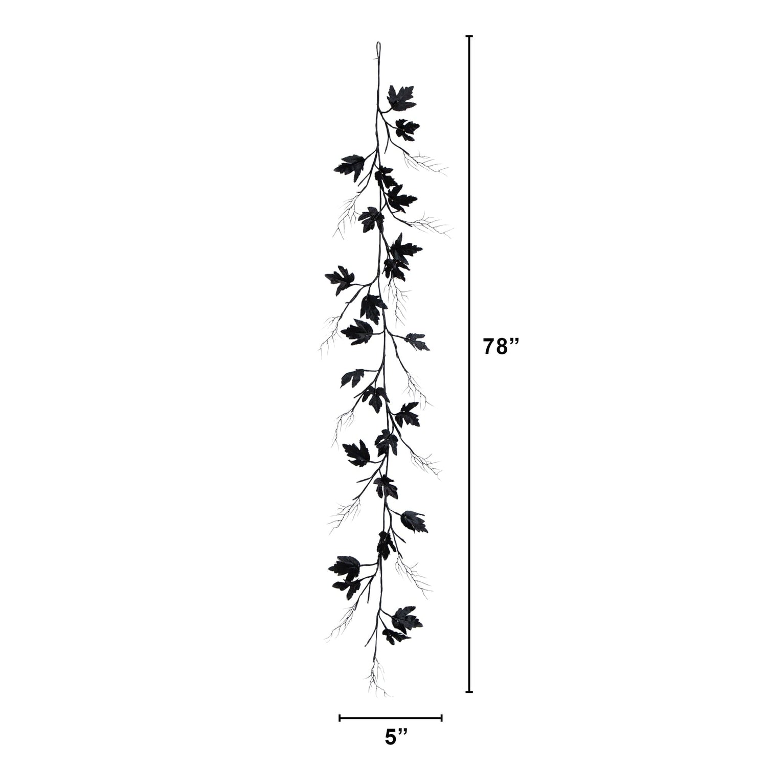 6.5' Pre-Lit Artificial Halloween Black Maple Garland with 48 Orange & Purple LED Lights