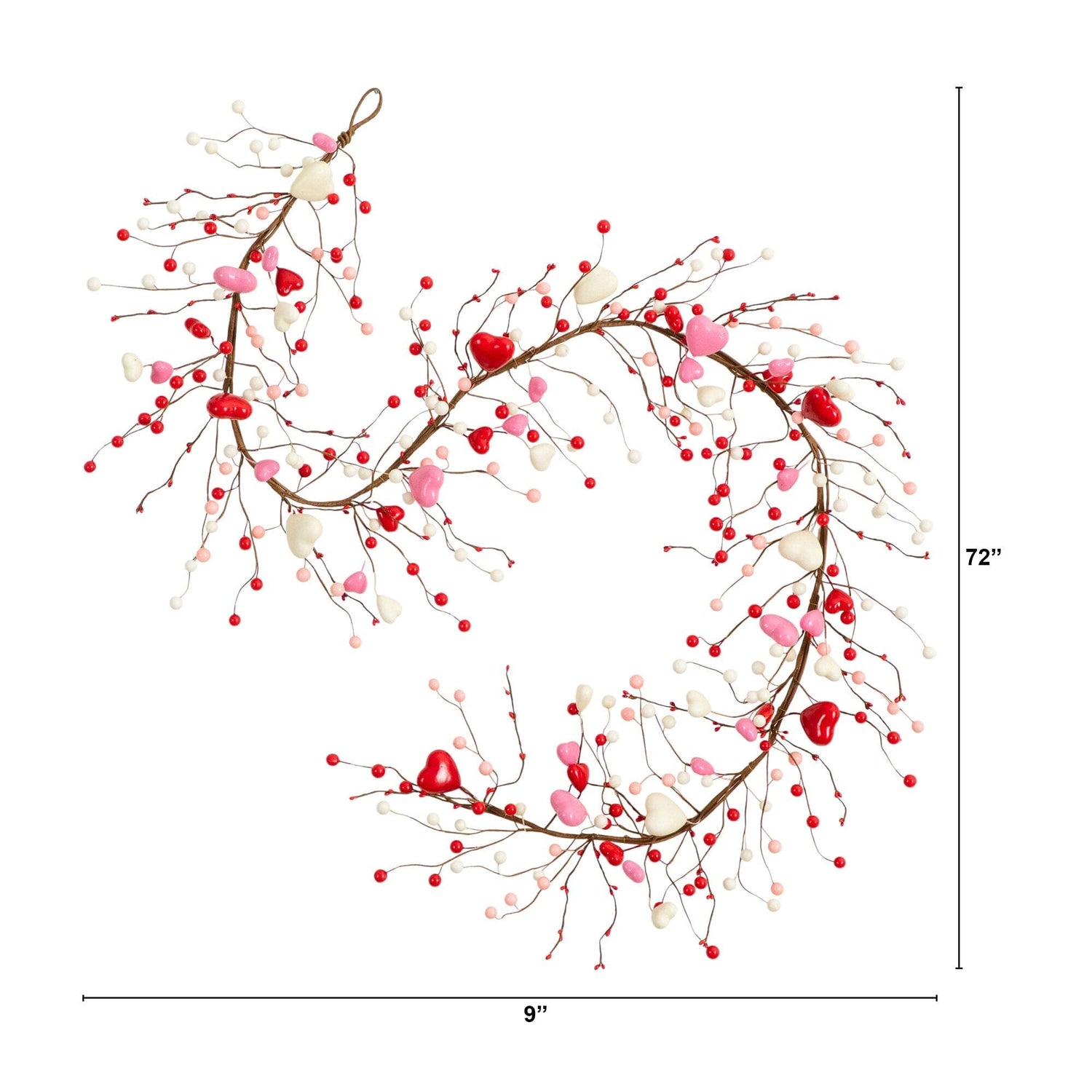 6' Artificial Valentine's Day Heart & Berry Twig Garland