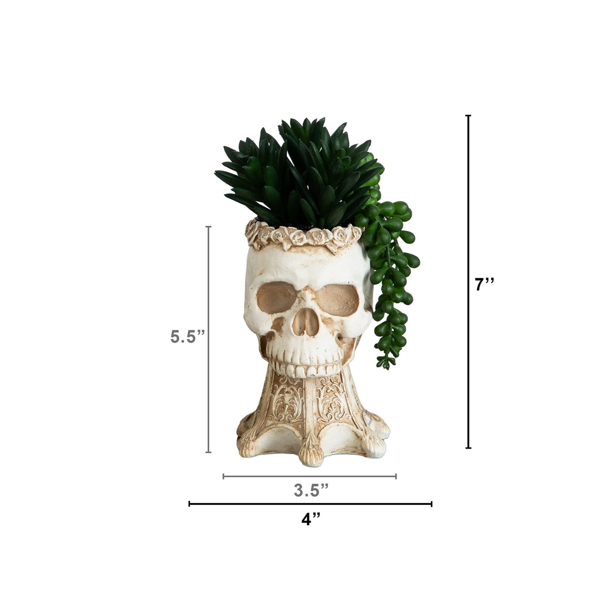 7” Artificial Halloween Succulent Garden in Skull Planter - Set of 2