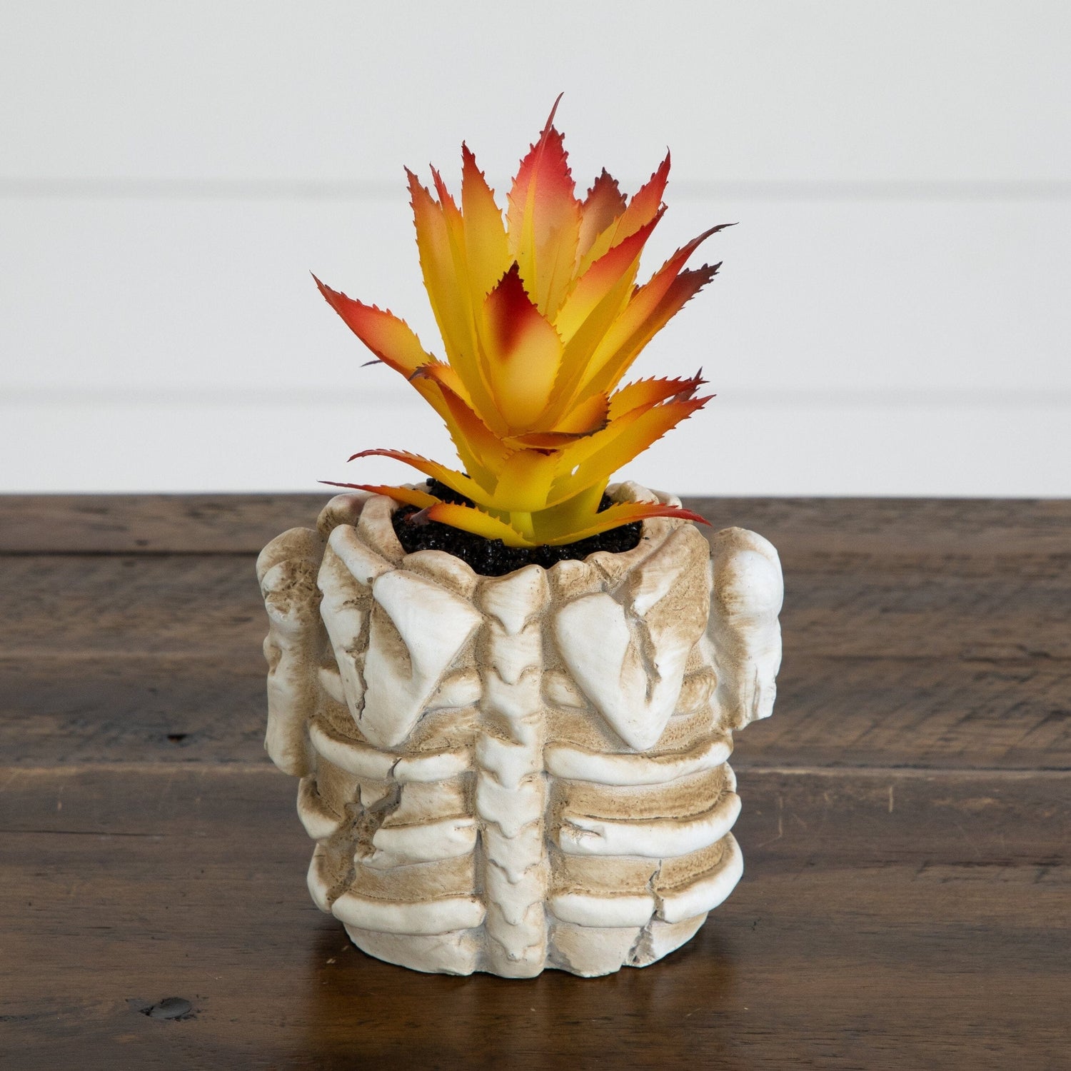 7” Artificial Halloween Succulent Plant in Skeleton Planter