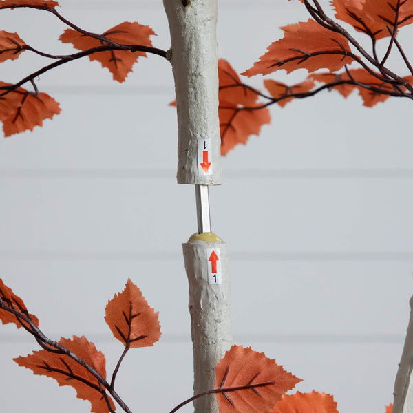 7' Autumn Paper Birch Artificial Fall Tree