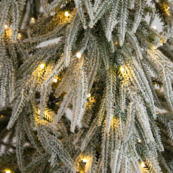 7' Flocked Down Swept Artificial Christmas Tree with 300 LED Lights