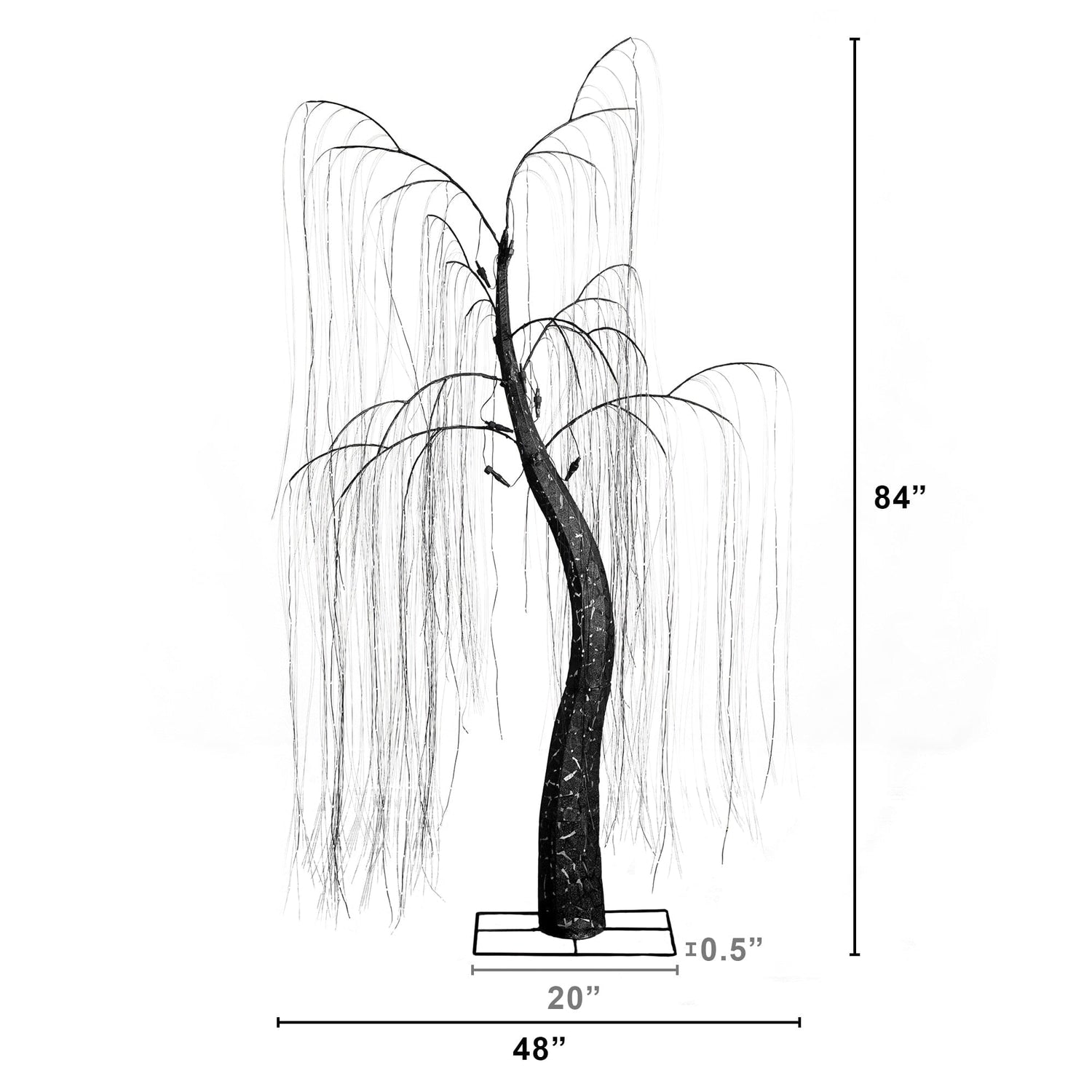 7' Pre-Lit Artificial Halloween Black Willow Tree with 600 Purple and Orange Dual Color LED Lights