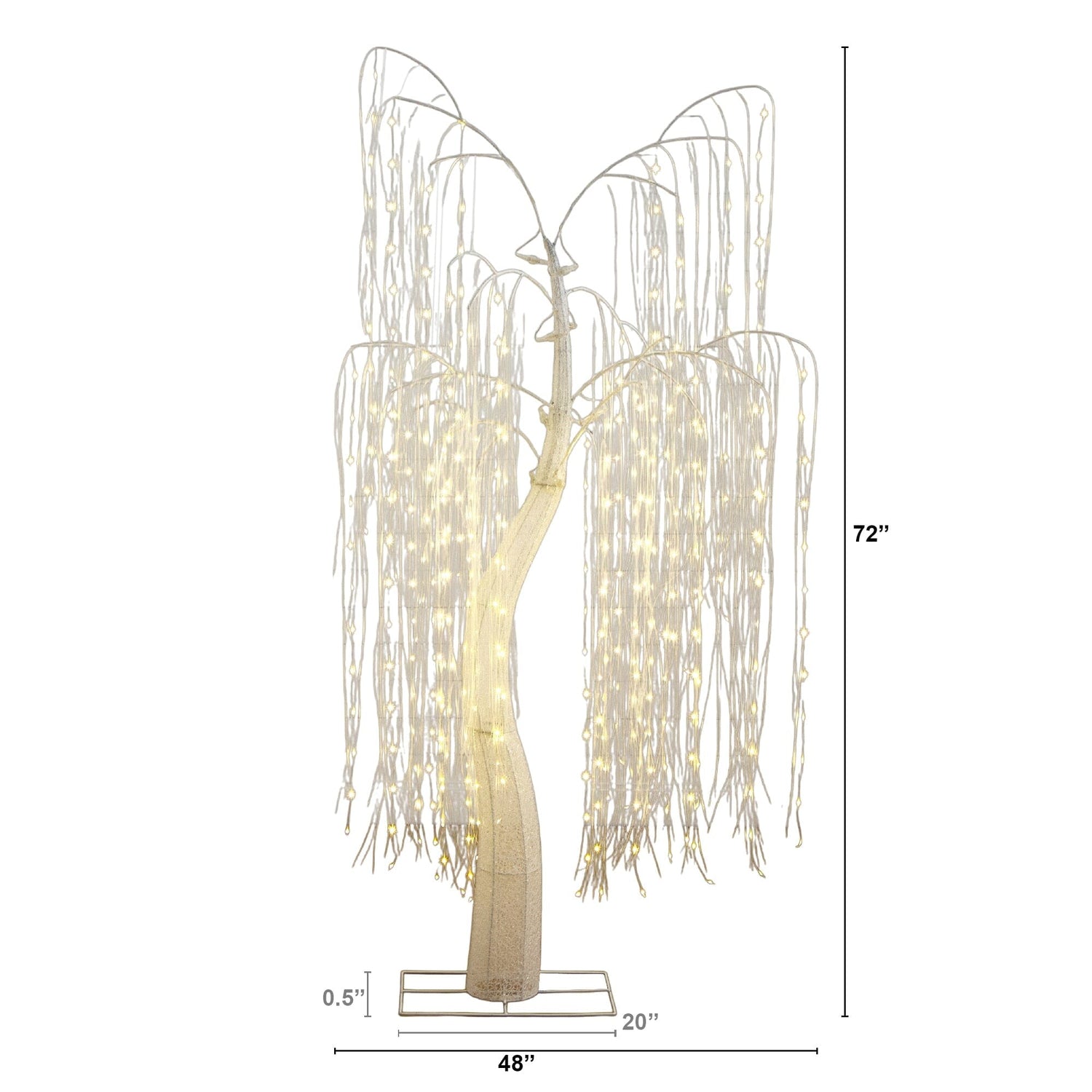 7' Pre-Lit Artificial White Willow Christmas Tree with 400 Cool White LED Light