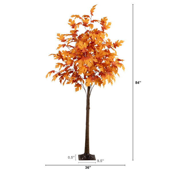 7' Pre-Lit Autumn Maple Artificial Fall Tree with 450 Warm White LED Lights