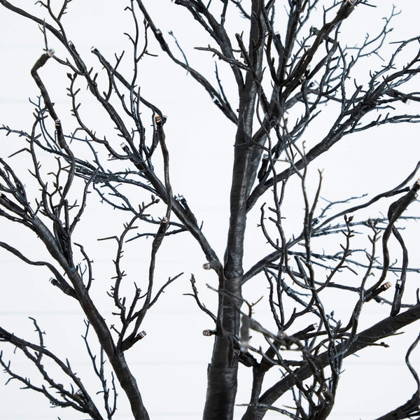 7' Pre-Lit Halloween Deluxe Black Twig Artificial Tree with 180 Orange & Purple LED Lights