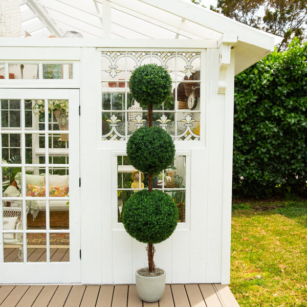 7' UV Resistant Artificial Triple Ball Boxwood Topiary Tree (Indoor/Outdoor)