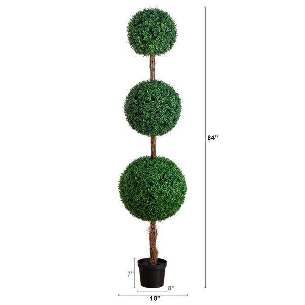 7' UV Resistant Artificial Triple Ball Boxwood Topiary Tree (Indoor/Outdoor)