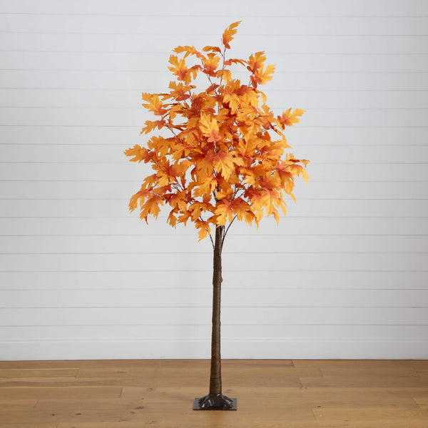 7' Pre-Lit Autumn Maple Artificial Fall Tree with 450 Warm White LED Lights