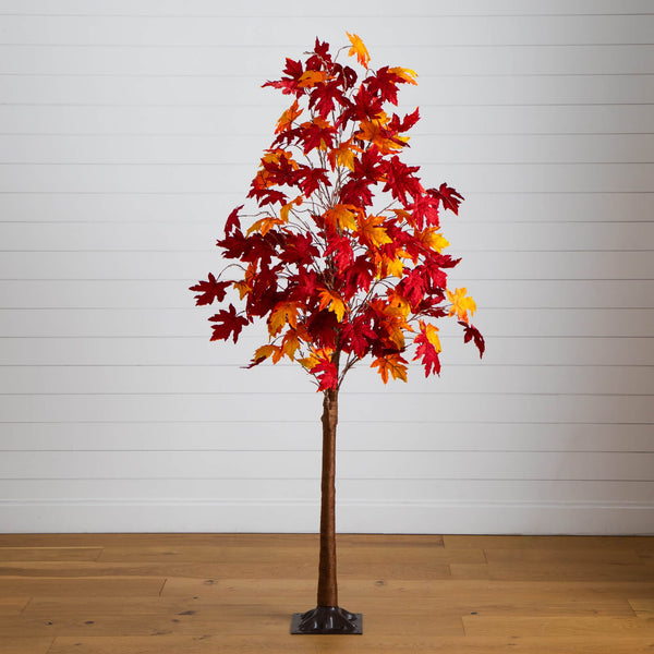 7' Pre-Lit Autumn Weeping Maple Artificial Fall Tree with 450 Warm White LED Lights