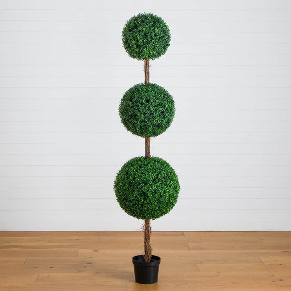 7' UV Resistant Artificial Triple Ball Boxwood Topiary Tree (Indoor/Outdoor)