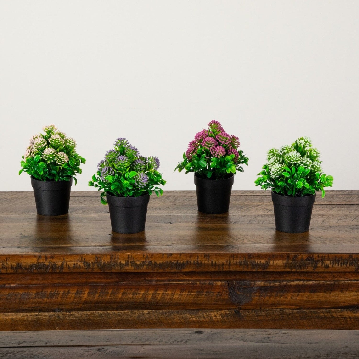 7.5" Artificial Mixed Flowering Plant in Black Pot - Set of 4