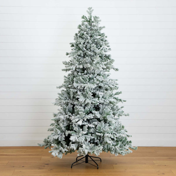 7.5’ Pre-Lit Artificial California Flocked Spruce Christmas Tree with 1000 Color Changing LED Lights