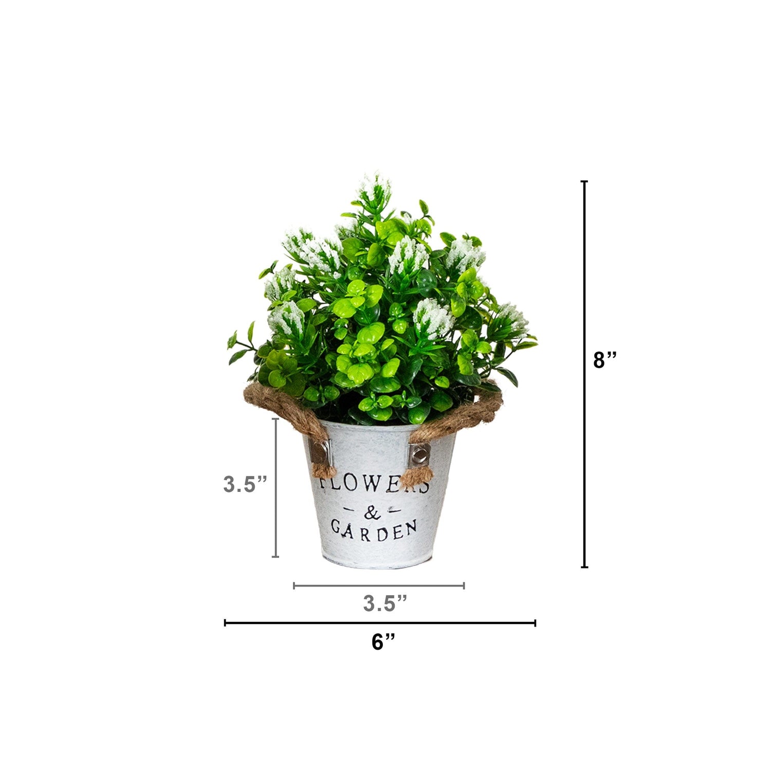 8” Artificial Blooming Plant in Rustic Flowers & Garden Planter -Set of 3