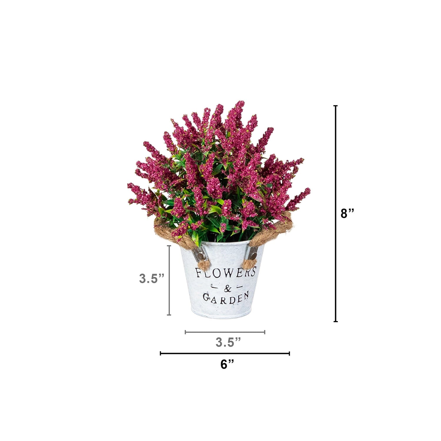 8” Artificial Lavender Plant in Rustic Flowers & Garden Planter -Set of 3