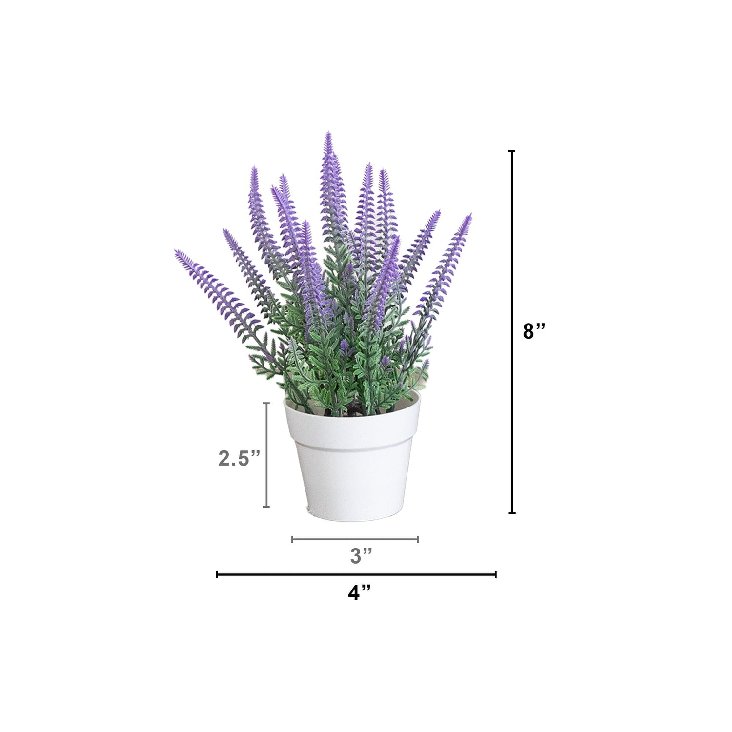 8” Artificial Lavender Plant in White Pot - Set of 4
