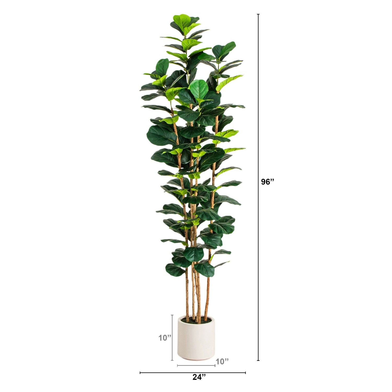 8' Artificial Fiddle Leaf Tree in Decorative White Planter