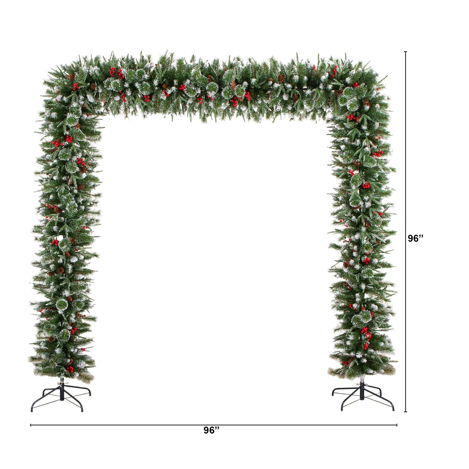 8' Artificial Holiday Green Christmas Pine Archway with Pinecones and Berries