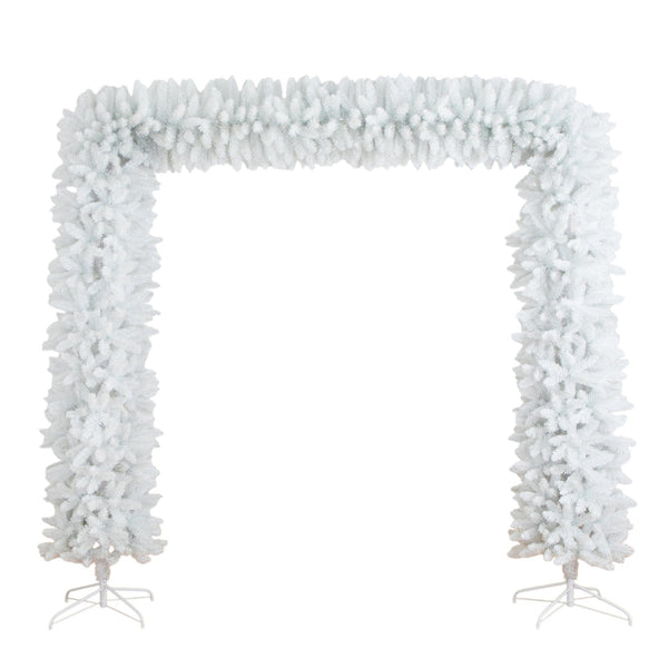 8' Artificial Holiday White Christmas Pine Archway