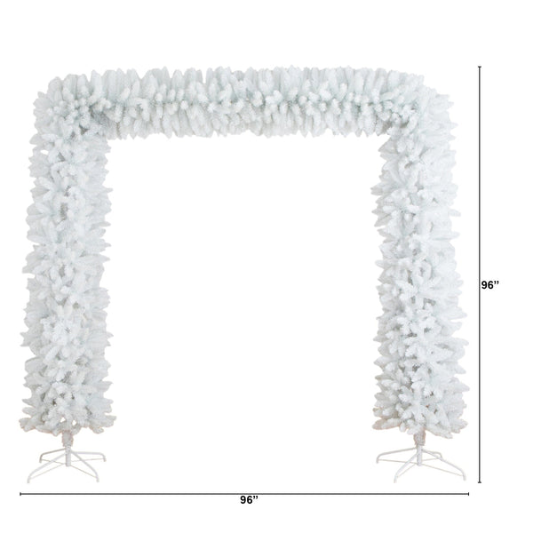 8' Artificial Holiday White Christmas Pine Archway