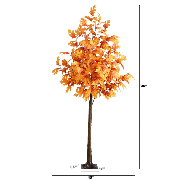 8' Pre-Lit Autumn Maple Artificial Fall Tree with 660 Warm White LED Lights