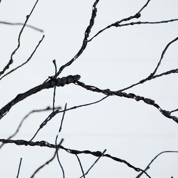 8' Pre-Lit Halloween Black Twig Artificial Tree with 510 Orange & Purple LED Lights