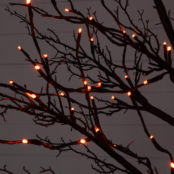 8' Pre-Lit Halloween Deluxe Black Twig Artificial Tree with 216 Orange & Purple LED Lights