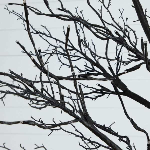 8' Pre-Lit Halloween Deluxe Black Twig Artificial Tree with 216 Orange & Purple LED Lights