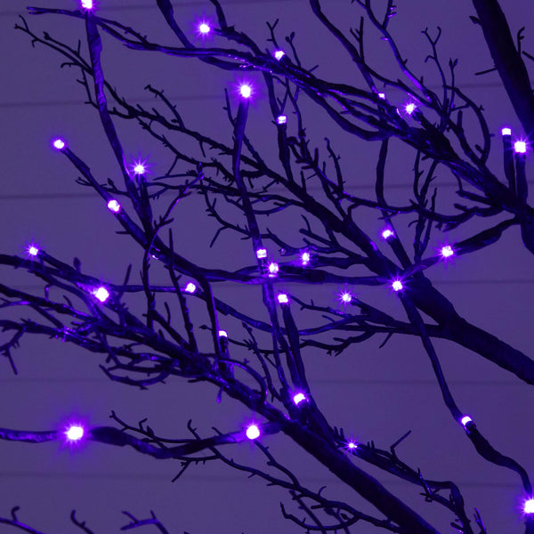 8' Pre-Lit Halloween Deluxe Black Twig Artificial Tree with 216 Orange & Purple LED Lights