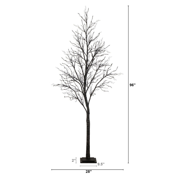 8' Pre-Lit Halloween Deluxe Black Twig Artificial Tree with 216 Orange & Purple LED Lights