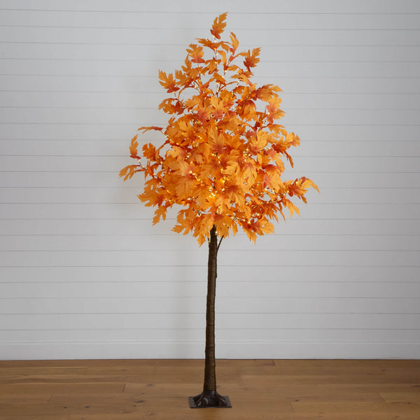 8' Pre-Lit Autumn Maple Artificial Fall Tree with 660 Warm White LED Lights