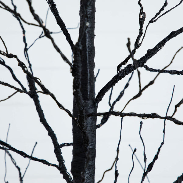 8' Pre-Lit Halloween Black Twig Artificial Tree with 510 Orange & Purple LED Lights