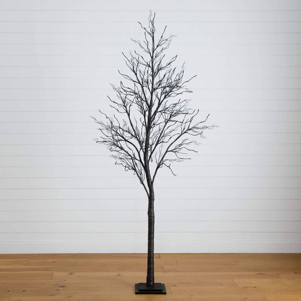 8' Pre-Lit Halloween Deluxe Black Twig Artificial Tree with 216 Orange & Purple LED Lights