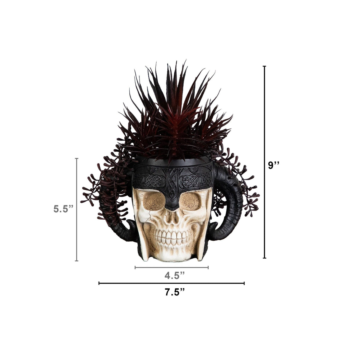 9” Artificial Halloween Succulent Garden in Warrior Skull Planter