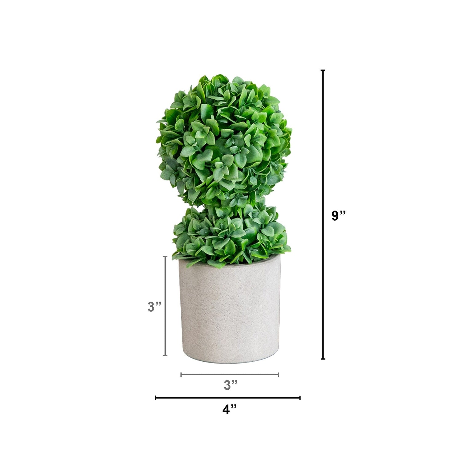9" Artificial Mini Boxwood Ball Topiary in Cement Planter - Set of 3