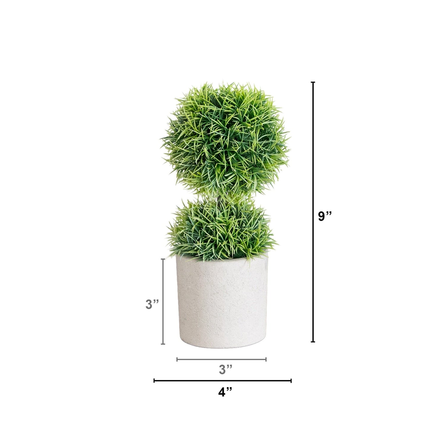 9" Artificial Mini Cactus Ball Topiary in Cement Planter - Set of 3
