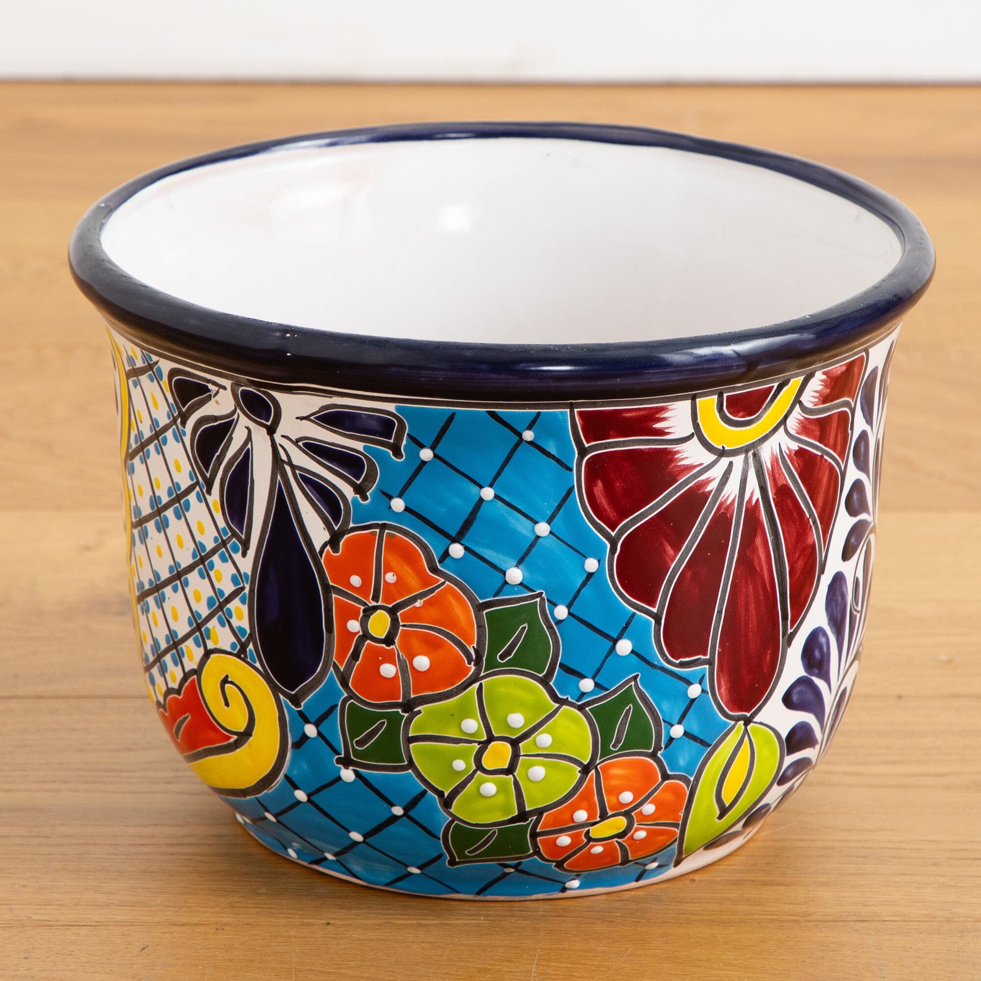 Vaso In Ceramica Talavera Messicano Dipinto A Mano, Turchese, 30,5 Cm, Per Piante Grasse E Fiori, Interni/esterni