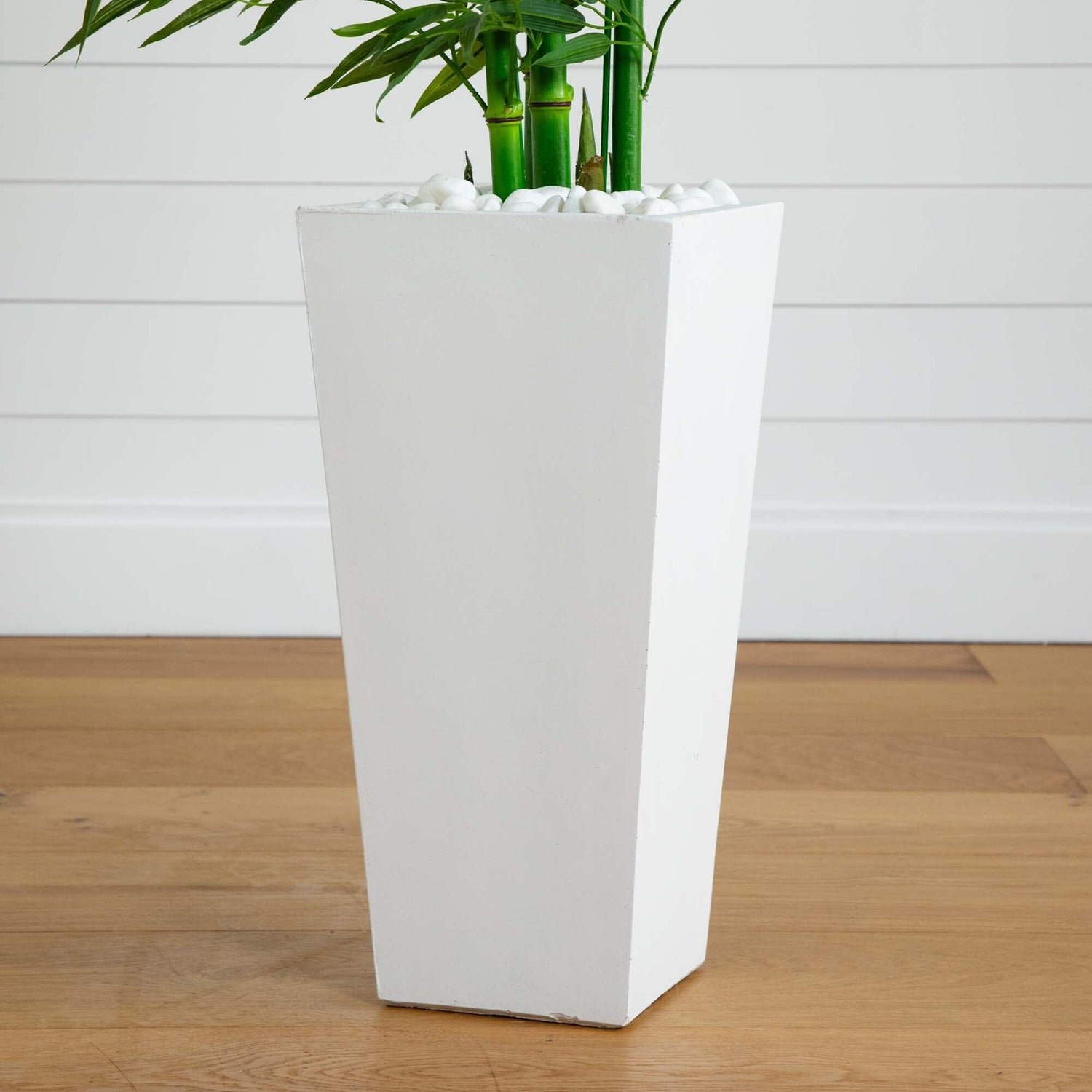 Bamboo Tree with White Planter UV Resistant (Indoor/Outdoor)