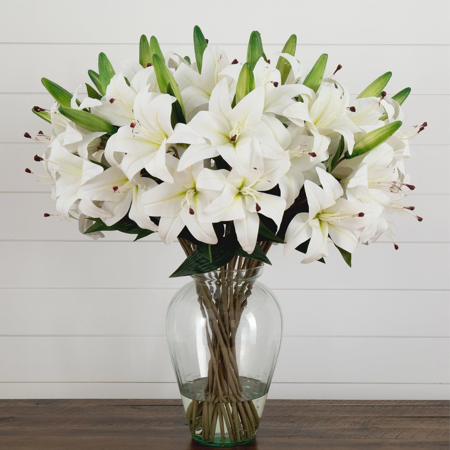 Signature Collection 29” Lily Artificial Arrangement in Glass Vase
