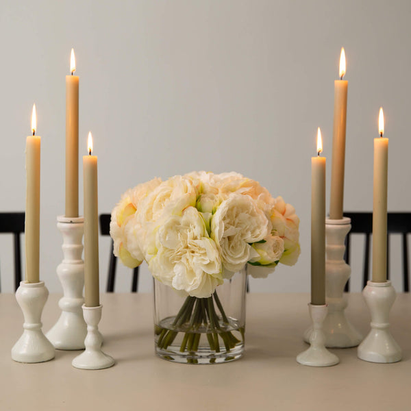 Wedding Collection 11" Artificial Peony Arrangement in Glass Vase