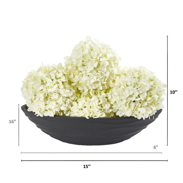 10” Artificial Hydrangea Balls (Set of 4) with Vase