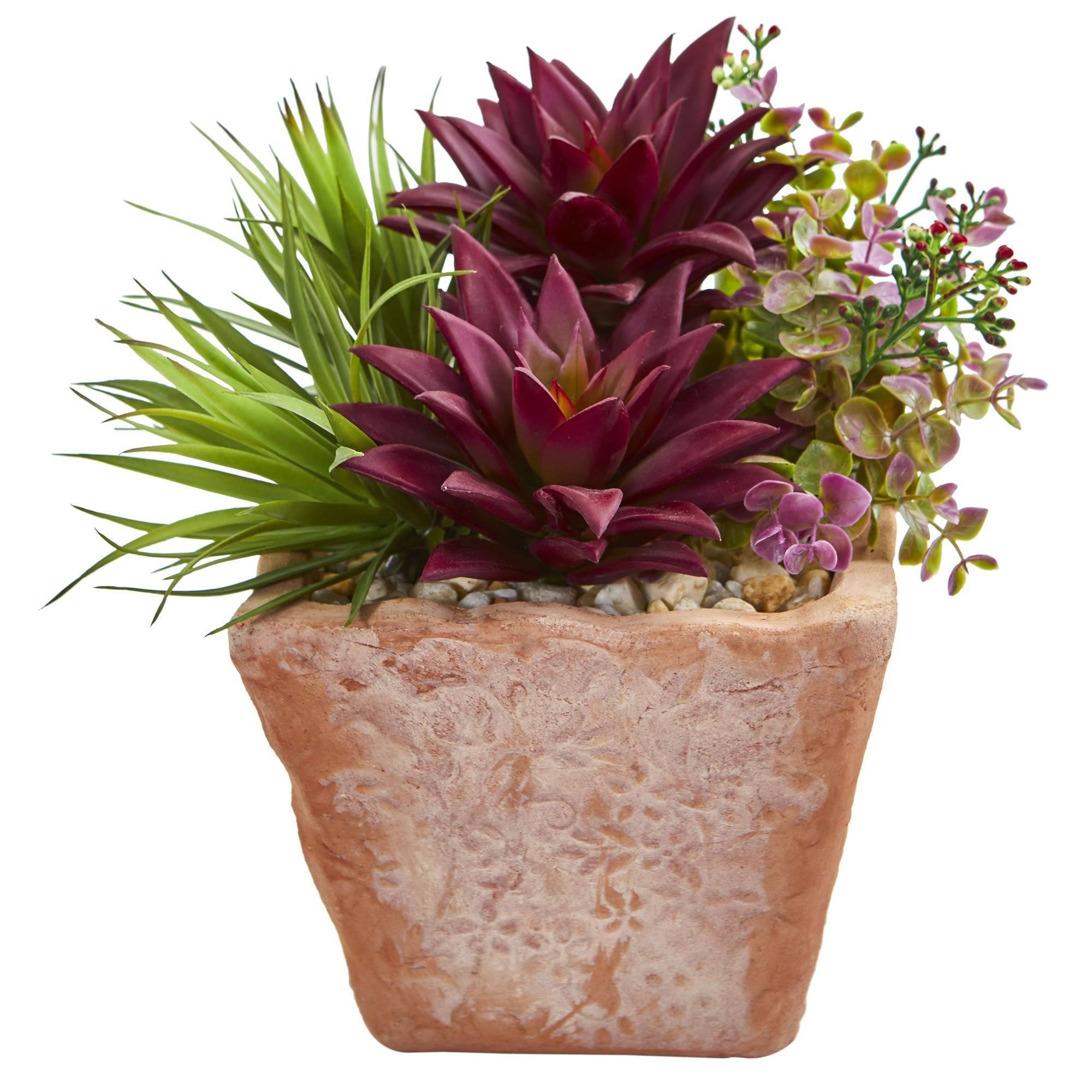 silk succulents Succulent Garden Artificial Plant in Terracotta Planter
