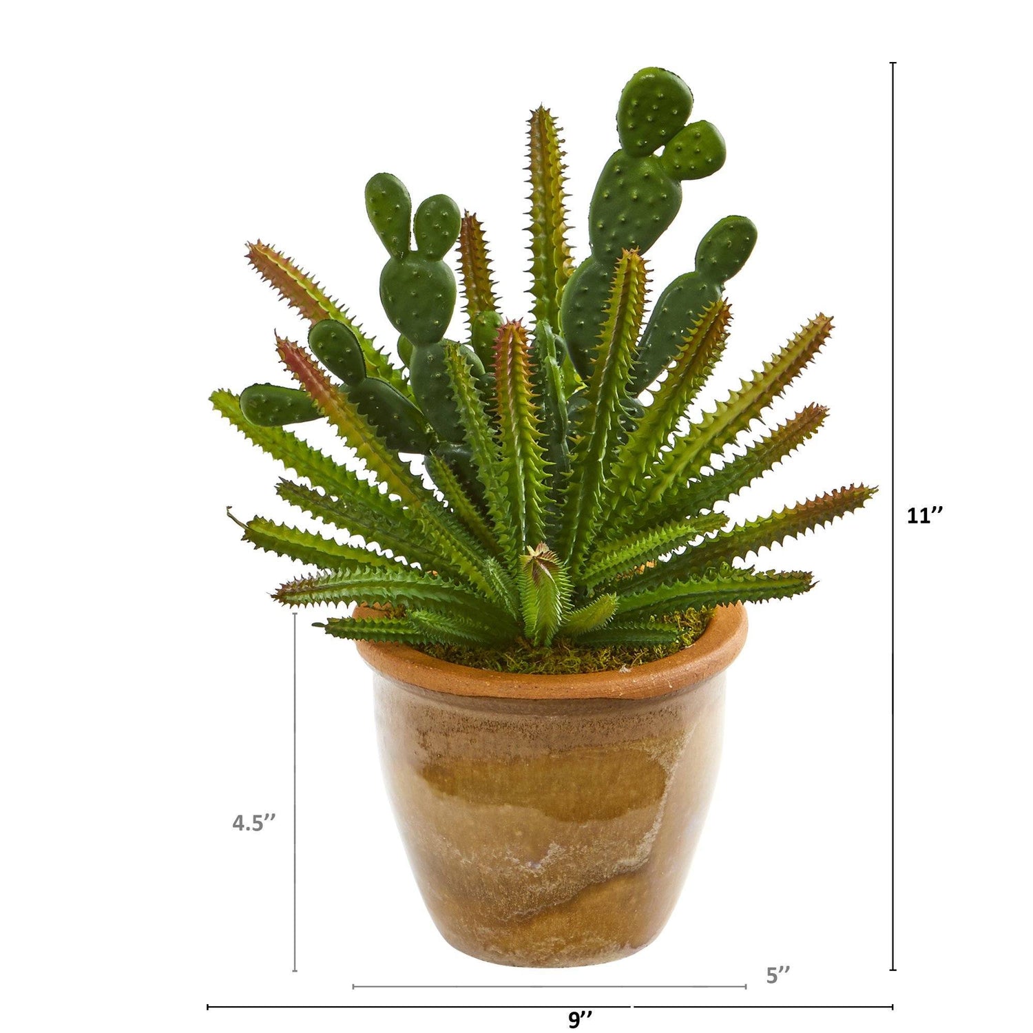 11” Cactus Artificial Plant in Ceramic Planter