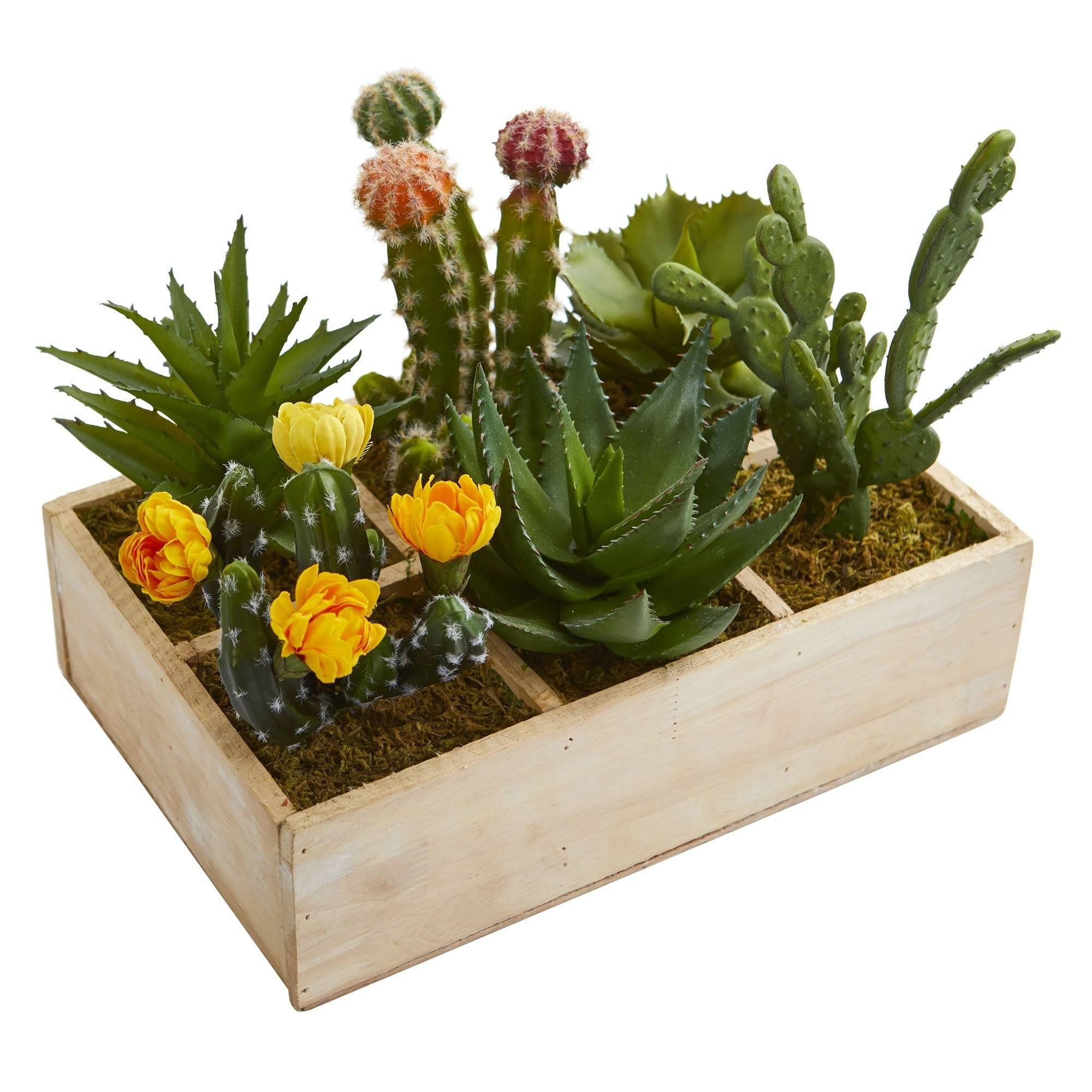 succulent planter with tray 11” Mixed Succulent Garden in Tray Artificial Plant