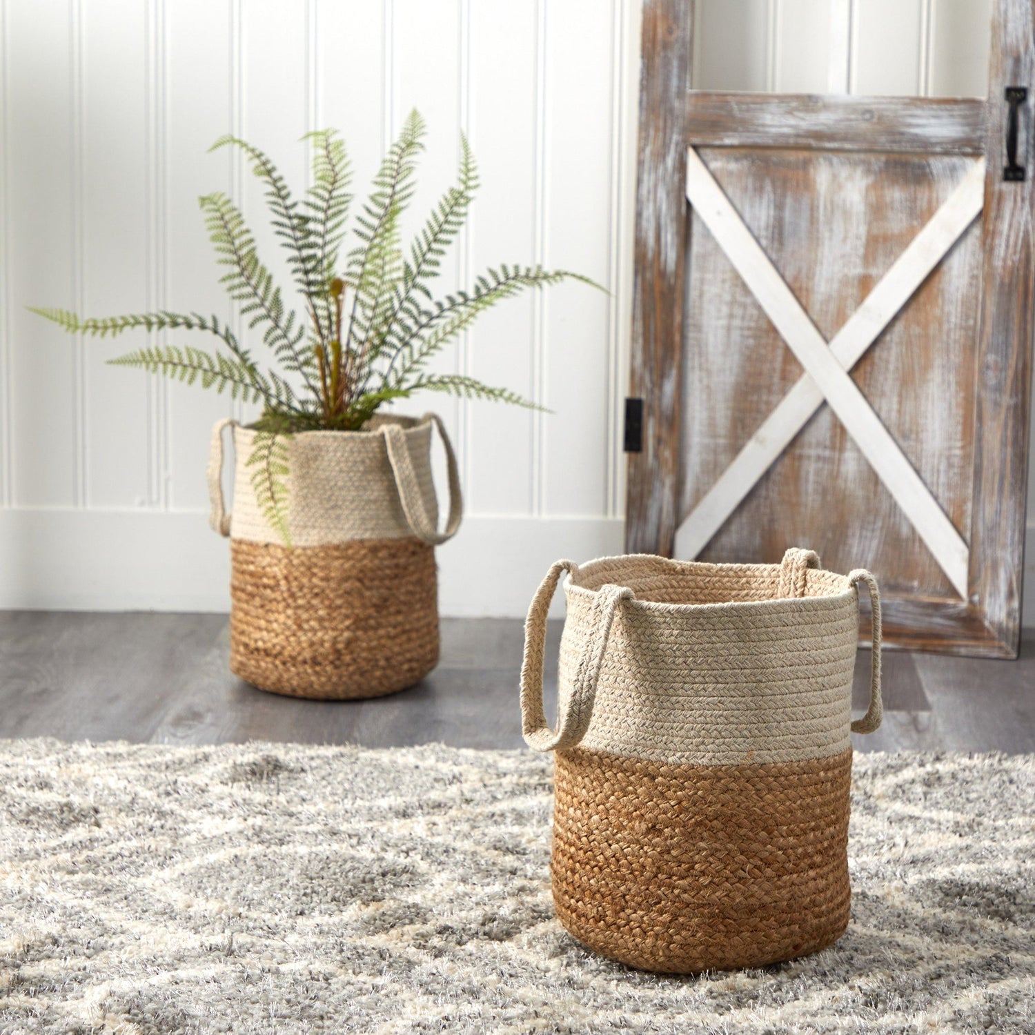 12.5” Handmade Natural Jute and Cotton  Planter