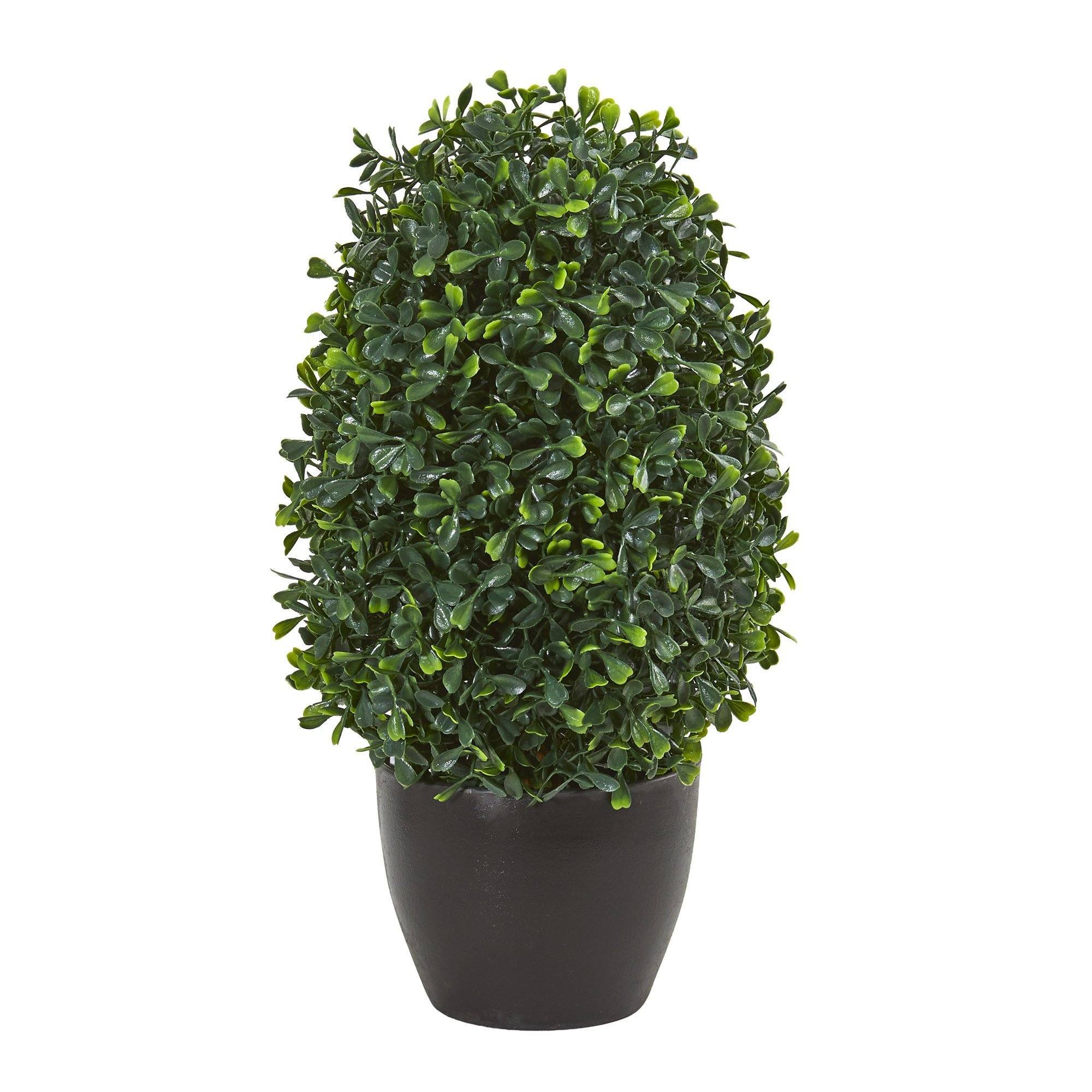 plastic boxwood plants Nearly Natural 13in. Boxwood Topiary Artificial Plant UV Resistant (Indoor/Outdoor)