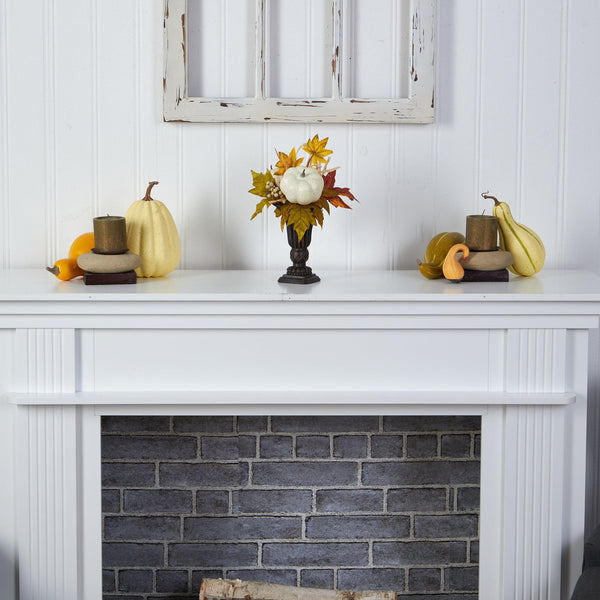 13” Fall Pumpkin and Berries Artificial Autumn Arrangement in Decorative Urn