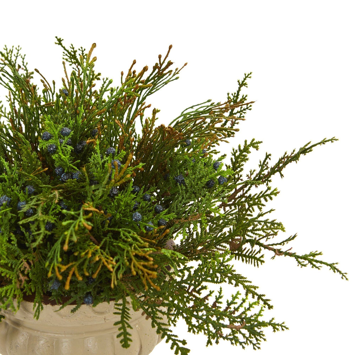 15” Cedar and Blueberry Artificial Plant with Planter