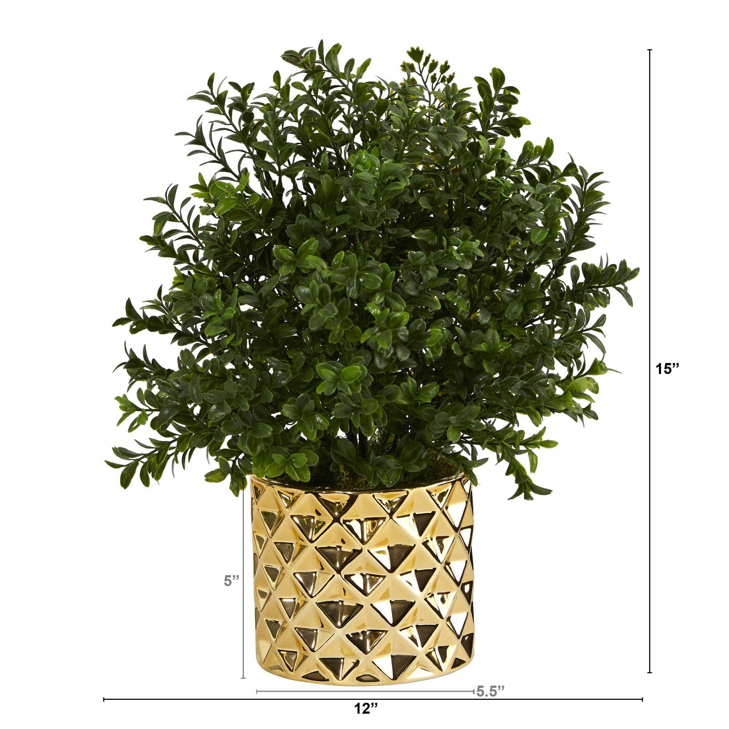 15” Sweet Grass Artificial Plant Gold Planter (Indoor/Outdoor)